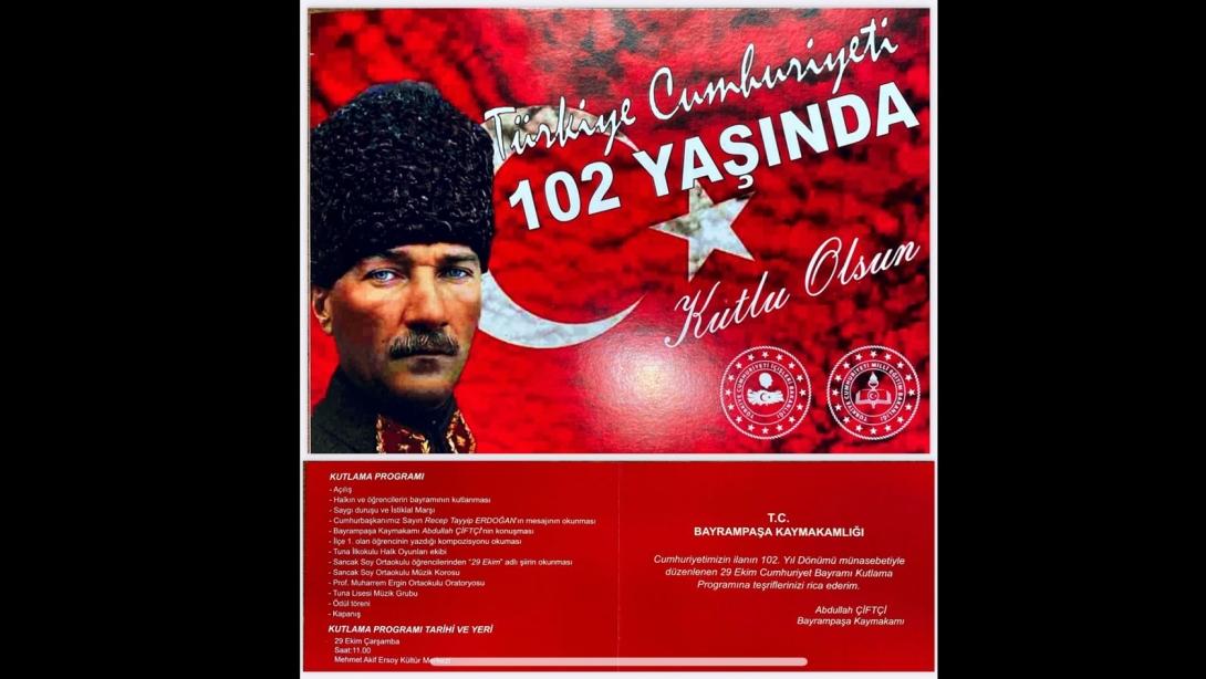29 Ekim Cumhuriyet Bayramı Kutlama Programı